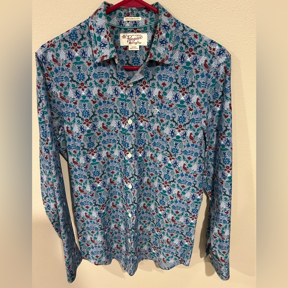Original‎ Penguin Mens Multicolor Check Long Sleeve Button-Up Shirt Size S
